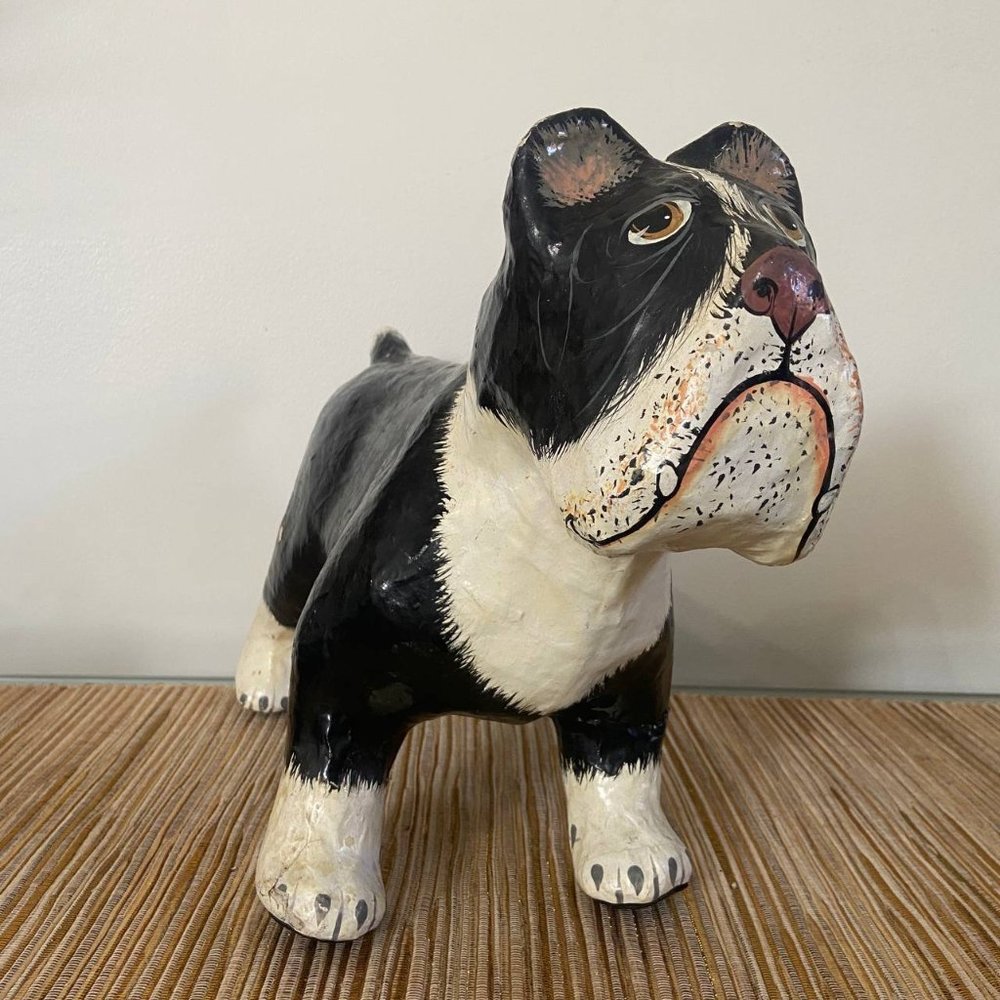 Large Papier Mache Dog Signed